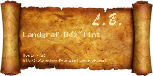 Landgraf Bálint névjegykártya